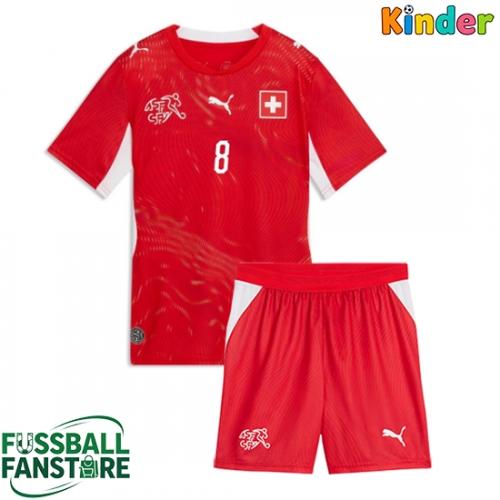 Schweiz Remo Freuler #8 Replik Heimtrikot Kinder WM 2026 Kurzarm (+ Kurze Hosen)